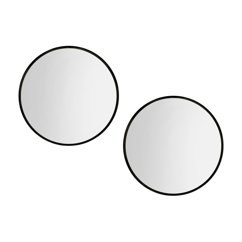 MM-E-WALL-ROU-BK-60-X2-202503171500-00.jpg Embellir 2 Wall Mirror Makeup 60cm Home Decor Framed Mirrors Bathroom Round Black - Image 1