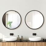 Embellir 2 Wall Mirror Makeup 60cm Home Decor Framed Mirrors Bathroom Round Black - Image 7