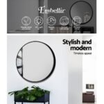 Embellir 2 Wall Mirror Makeup 70cm Home Decor Framed Mirrors Bathroom Round Black - Image 4