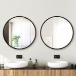 Embellir 2 Wall Mirror Makeup 70cm Home Decor Framed Mirrors Bathroom Round Black - Image 7