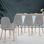 Artiss Dining Chairs Set of 4 Linen Curved Slope Grey - Image 8
