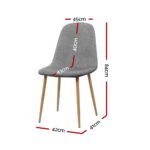Artiss Dining Chairs Set of 4 Linen Curved Slope Grey - Image 2