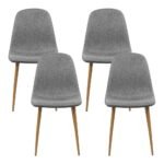 Artiss Dining Chairs Set of 4 Linen Curved Slope Grey - Image 3
