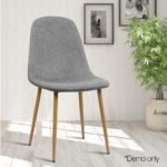 Artiss Dining Chairs Set of 4 Linen Curved Slope Grey - Image 6