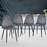 Artiss Dining Chairs Set of 4 Velvet Curved Slope Grey - Image 8