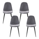 Artiss Dining Chairs Set of 4 Velvet Curved Slope Grey - Image 3