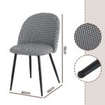 Artiss Dining Chairs Set of 2 Linen Solid Curved Houndstooth - Image 2
