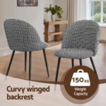 Artiss Dining Chairs Set of 2 Linen Solid Curved Houndstooth - Image 4