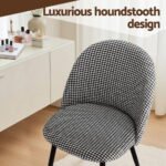 Artiss Dining Chairs Set of 2 Linen Solid Curved Houndstooth - Image 5
