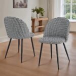 Artiss Dining Chairs Set of 2 Linen Solid Curved Houndstooth - Image 7