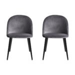 Artiss Dining Chairs Set of 2 Velvet Solid Curved Dark Grey - Image 3