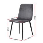 Artiss Dining Chairs Set of 4 Velvet Horizontal Slope Grey - Image 2
