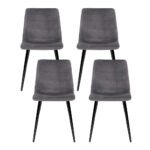 Artiss Dining Chairs Set of 4 Velvet Horizontal Slope Grey - Image 3