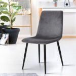 Artiss Dining Chairs Set of 4 Velvet Horizontal Slope Grey - Image 7