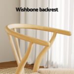 Artiss Dining Chair Wooden Rattan Seat Wishbone Back - Image 5