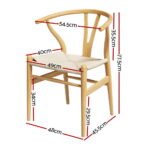 1 Set of 4 Artiss Dining Chairs Wooden Rattan Seat Wishbone Back - Image 2