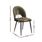 Artiss Dining Chairs Set of 2 Velvet Hollow Green - Image 2