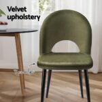 Artiss Dining Chairs Set of 2 Velvet Hollow Green - Image 5