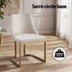 Artiss Dining Chairs Set of 2 Linen Fabric Frame Beige - Image 4