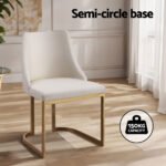 Artiss Dining Chairs Set of 4 Linen Fabric Frame Beige - Image 4