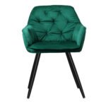 Artiss Dining Chairs Set of 2 Velvet Diamond Tufted Armchair Green - Image 3