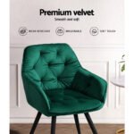 Artiss Dining Chairs Set of 2 Velvet Diamond Tufted Armchair Green - Image 6