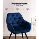 Artiss Dining Chairs Set of 2 Velvet Diamond Tufted Armchair Blue - Image 6