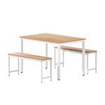 Artiss Dining Table and Chairs Set 3PCS Metal Desk Bench Sets Kitchen Furniture - Image 7