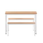 Artiss Dining Table and Chairs Set 3PCS Metal Desk Bench Sets Kitchen Furniture - Image 3