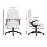 Artiss 8 Point Massage Office Chair Heated Seat Recliner PU White - Image 2