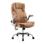 Artiss 8 Point Massage Office Chair PU Leather Brown - Image 2
