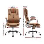 Artiss 8 Point Massage Office Chair PU Leather Brown - Image 3