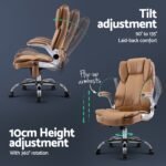 Artiss 8 Point Massage Office Chair PU Leather Brown - Image 6