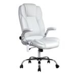 Artiss 8 Point Massage Office Chair PU Leather White - Image 2