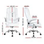 Artiss 8 Point Massage Office Chair PU Leather White - Image 3