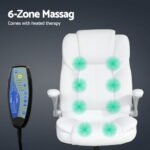 Artiss 8 Point Massage Office Chair PU Leather White - Image 5