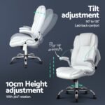 Artiss 8 Point Massage Office Chair PU Leather White - Image 6