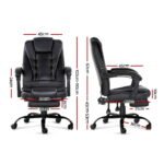 Artiss 2 Point Massage Office Chair PU Leather Footrest Black - Image 2