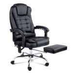 Artiss 8 Point Massage Office Chair PU Leather Footrest Black - Image 8