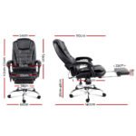 Artiss 8 Point Massage Office Chair PU Leather Footrest Black - Image 2