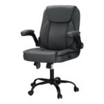 Artiss 2 Point Massage Office Chair Leather Mid Back Grey - Image 7