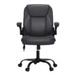 Artiss 2 Point Massage Office Chair Leather Mid Back Grey - Image 3