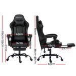 Artiss 2 Point Massage Gaming Office Chair Footrest Black - Image 2