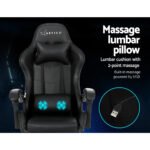 Artiss 2 Point Massage Gaming Office Chair Footrest Black - Image 4