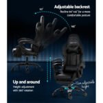 Artiss 2 Point Massage Gaming Office Chair Footrest Black - Image 5