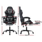 Artiss 2 Point Massage Gaming Office Chair Footrest Grey - Image 2