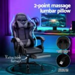 Artiss 2 Point Massage Gaming Office Chair Footrest Grey - Image 4