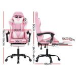 Artiss 2 Point Massage Gaming Office Chair Footrest Pink - Image 2
