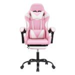Artiss 2 Point Massage Gaming Office Chair Footrest Pink - Image 3