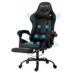 Artiss 6 Point Massage Gaming Office Chair Footrest Black - Image 7